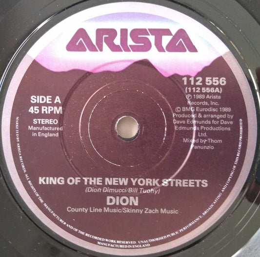 Dion - King Of The New York Streets (Arista 1989) 7" vinyl single VG/-