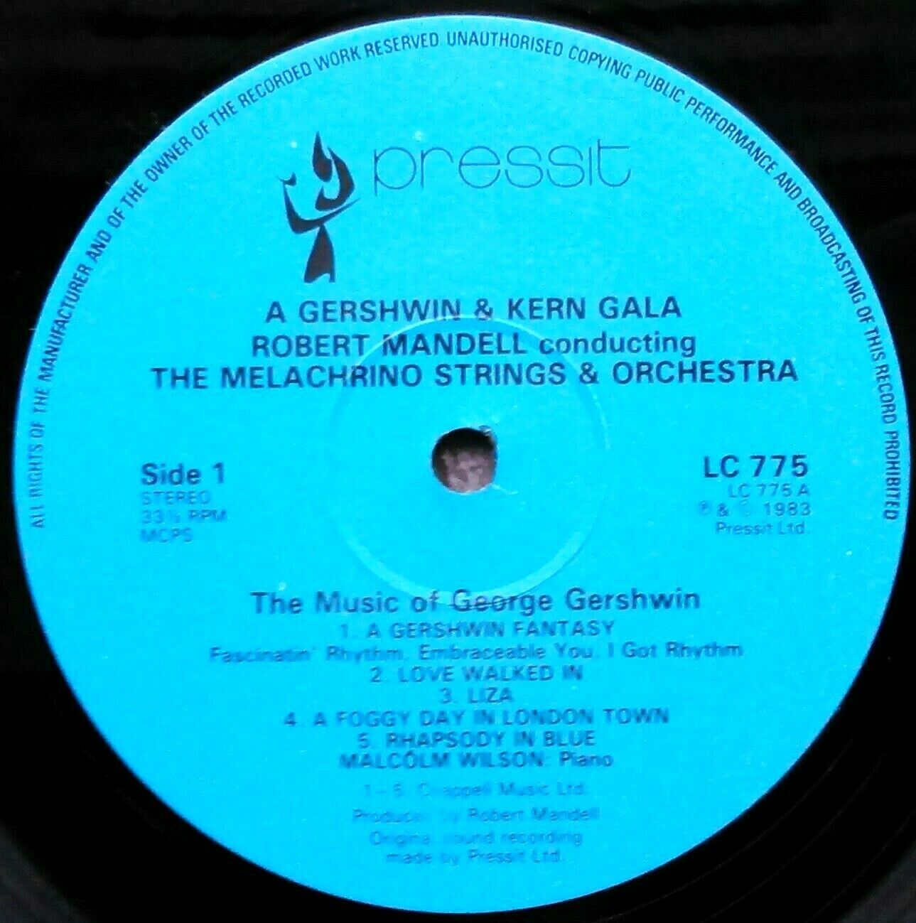 Melachrino Strings - A Gershwin & Kern Gala (Pressit, 1983) 12" vinyl LP VG/VG