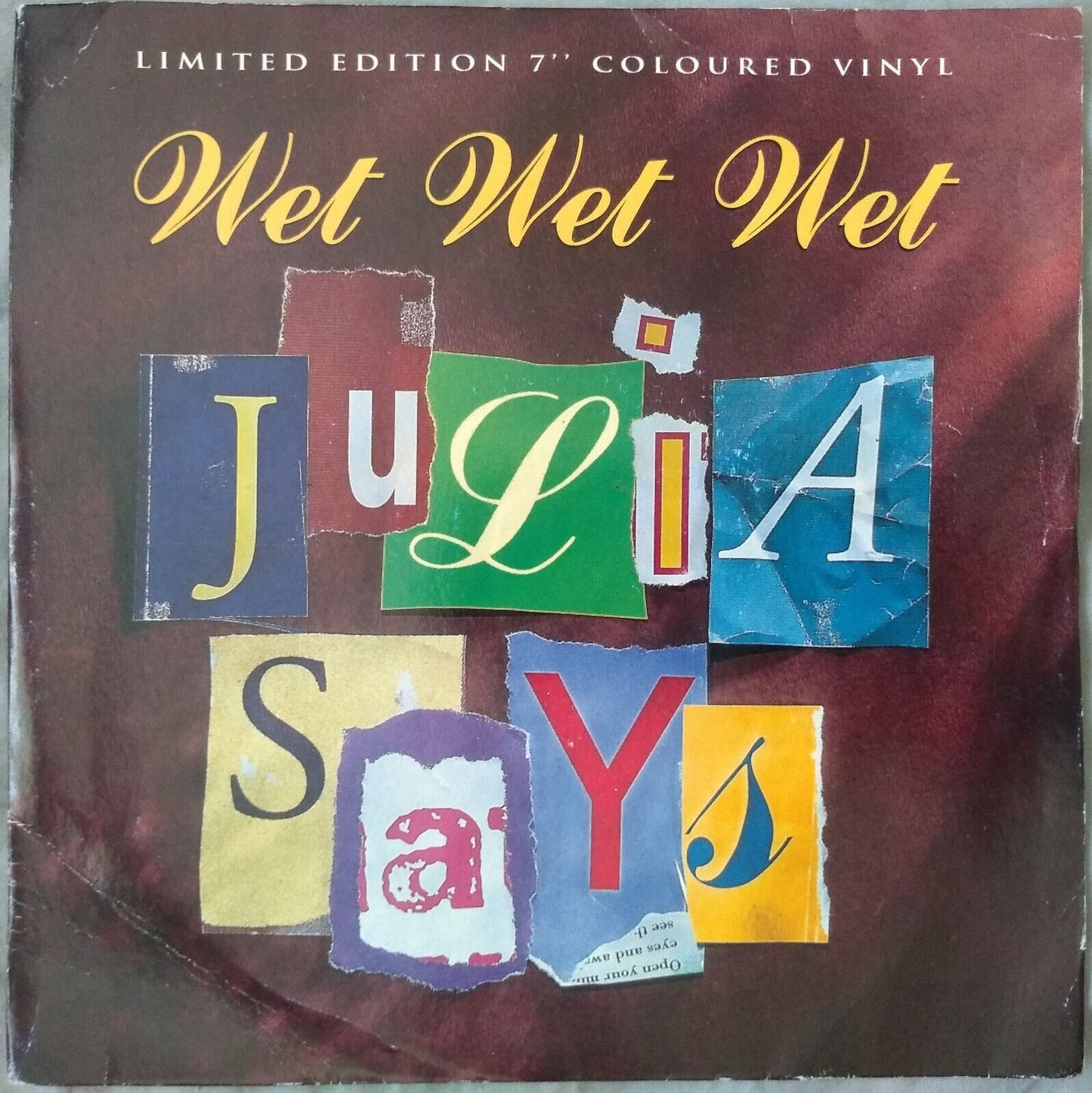 Wet Wet Wet - Julia Says (1995) 7" vinyl single VG/VG ltd ed purple vinyl