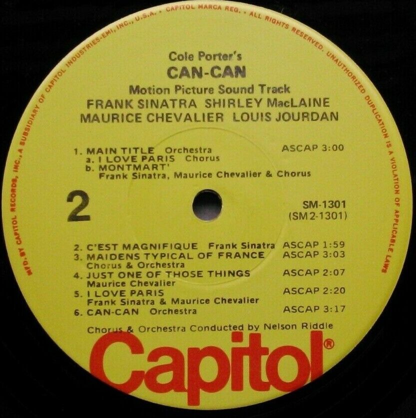 Cole Porter's Can-Can: Original Soundtrack (Capitol, 1975) 12" vinyl LP VG/VG US