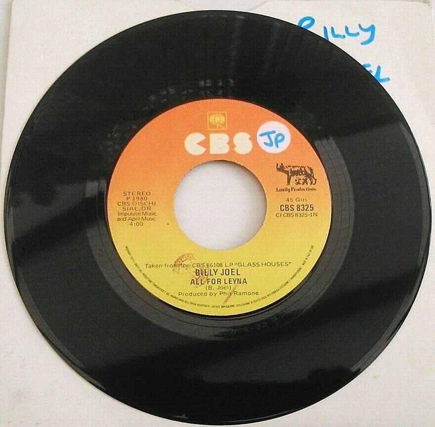 Billy Joel - All For Leyna (CBS, 1980) 7" vinyl single VG/- Italy jukebox centre