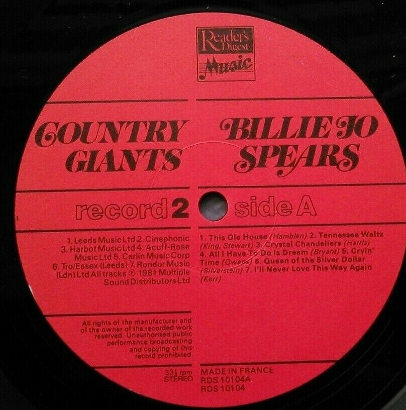 George Hamilton IV / Billie Jo Spears – Country Giants 2x12" vinyl LP VG+/VG