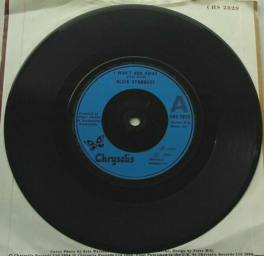 Alvin Stardust ‎– I Won't Run Away (Chrysalis,1984) 7" vinyl single VG/VG