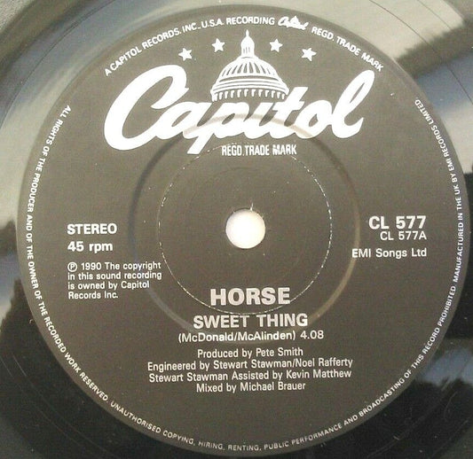 Horse - Sweet Thing (Capitol, 1990) 7" vinyl single VG/- plastic slipcover