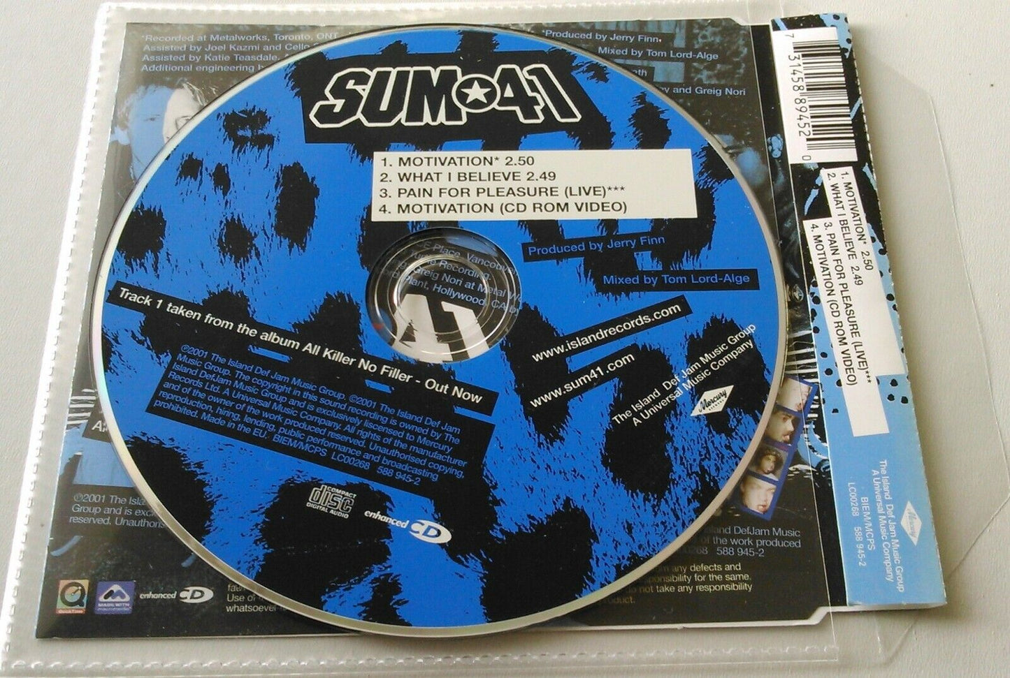 Sum 41 – Motivation (2002) CD single *no cover - plastic wallet*