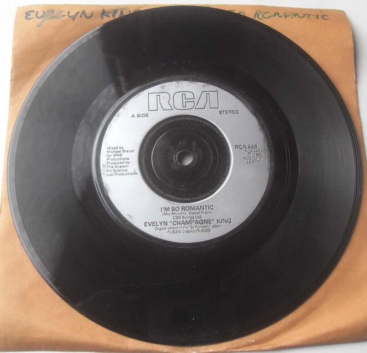 Evelyn "Champagne" King – I'm So Romantic (RCA, 1984) 7" vinyl single VG/-