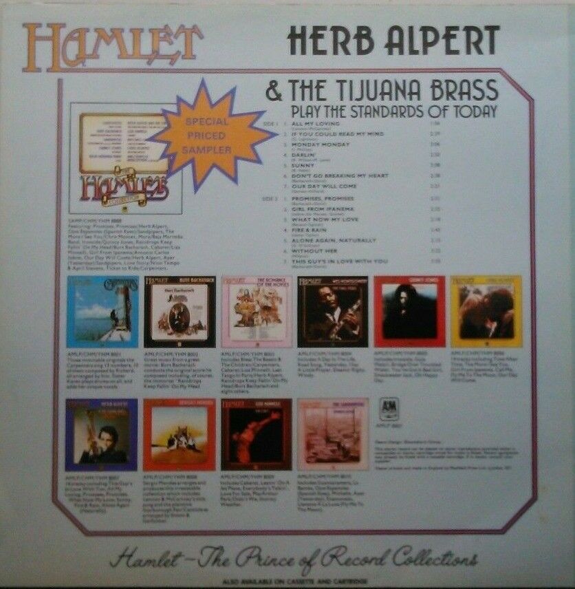 Herb Alpert & The Tijuana Brass – Play The Standards Of Today 12" vinyl LP VG/VG