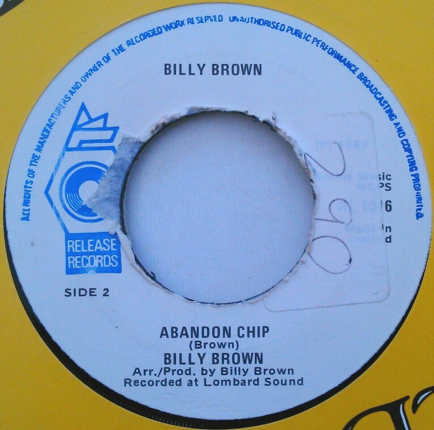 Billy Brown - Look What Jerry Lee Did To Me (1980) 7" vinyl single VG/- jukebox