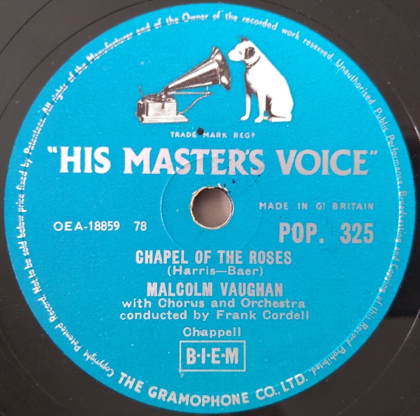 Malcolm Vaughan – Chapel Of The Roses (HMV 1957) 10" shellac VG/VG