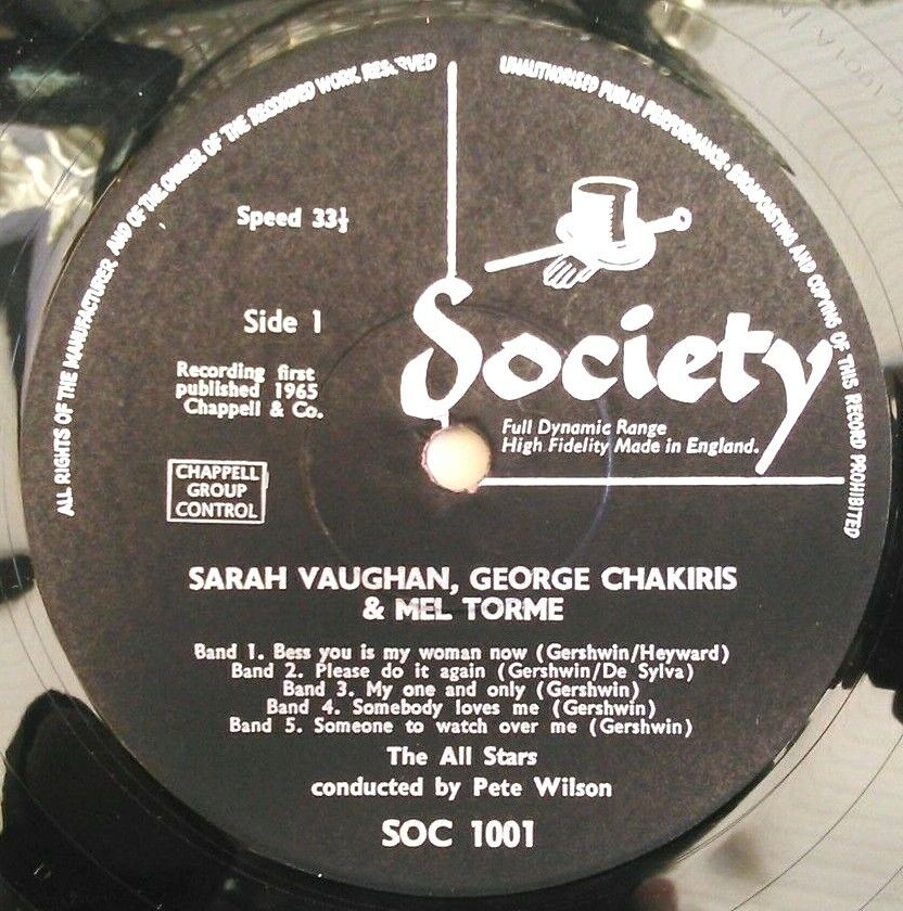 Sarah Vaughan, George Chakiris & Mel Tormé With The All Stars 12" vinyl LP VG/VG