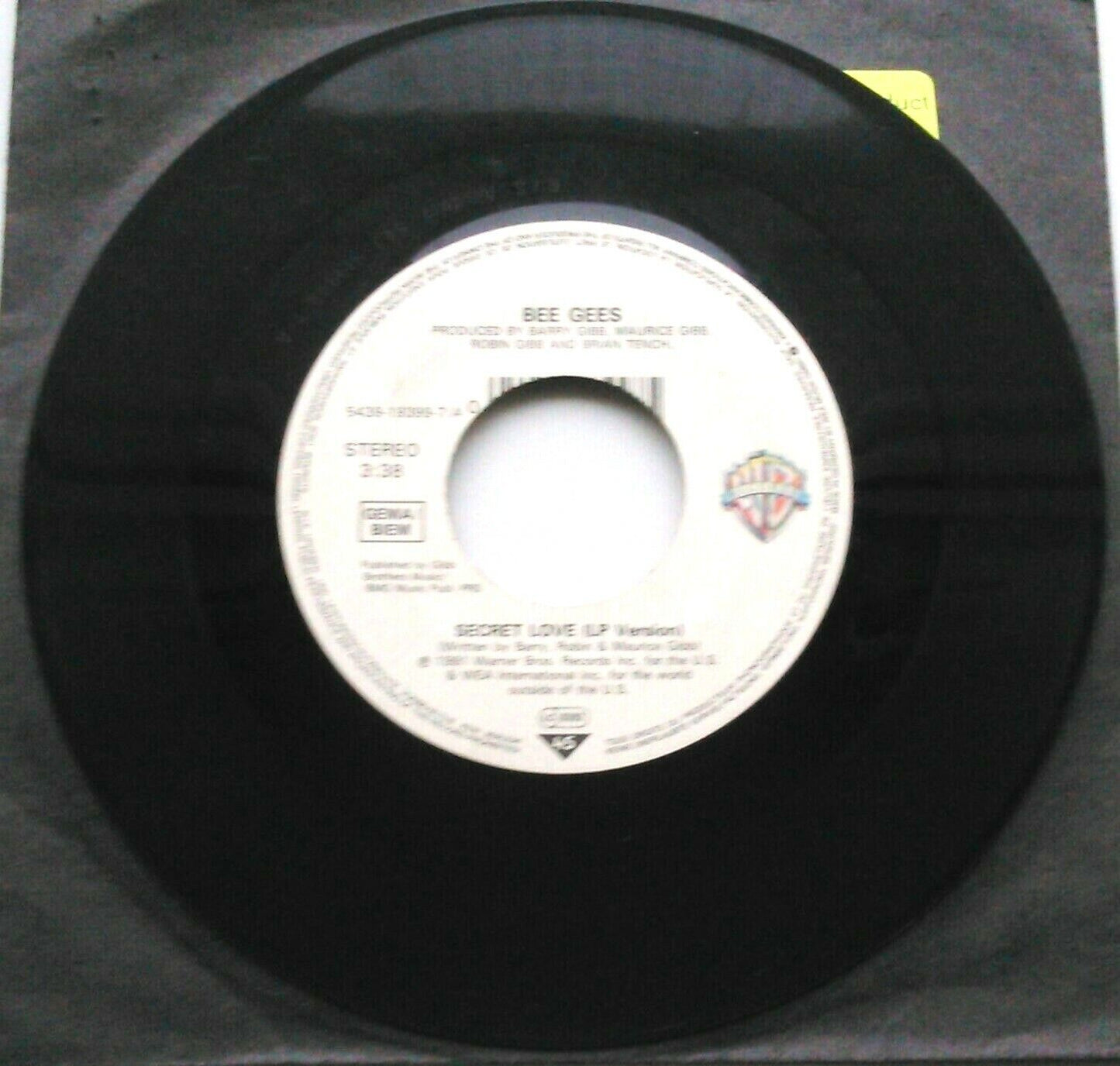 Bee Gees – Secret Love (WB, 1991) 7" vinyl single VG/- jukebox centre