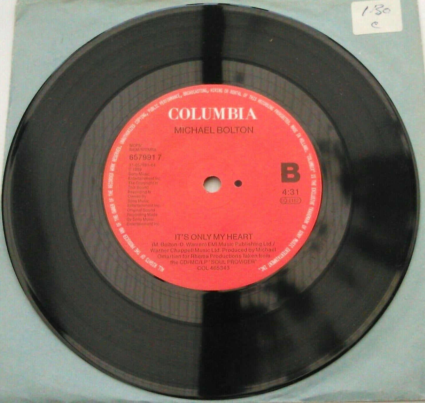 Michael Bolton - Missing You Now (Columbia, 1992) 7" vinyl single VG/-