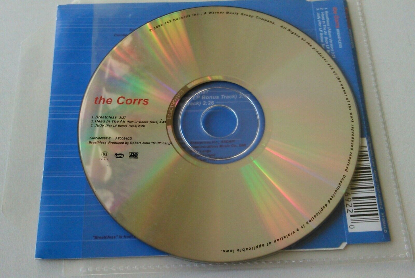 The Corrs – Breathless (2000) CD single *no case*