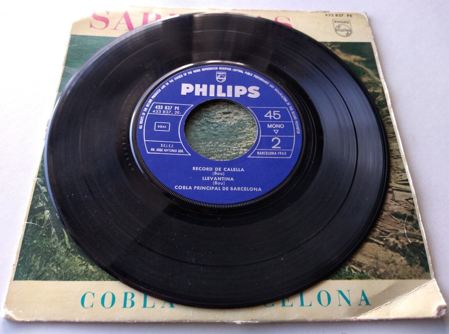 Cobla Barcelona - Sardanas (Philips 1962) 7" vinyl EP VG/G+ jukebox centre