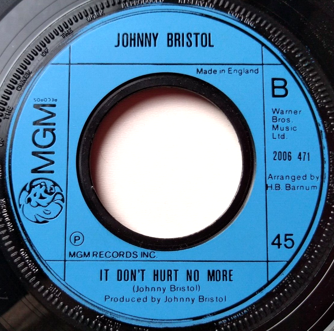 Johnny Bristol - Memories Don't Leave Like People Do (MGM 1974)  7" vinyl VG/-