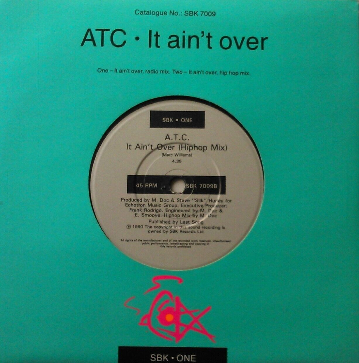 ATC ‎– It Ain't Over (1990) 7" vinyl P/S single VG/VG