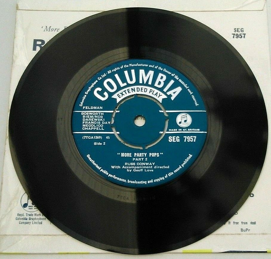 Russ Conway – More Party Pops (Columbia, 1959) 7" vinyl EP VG/VG