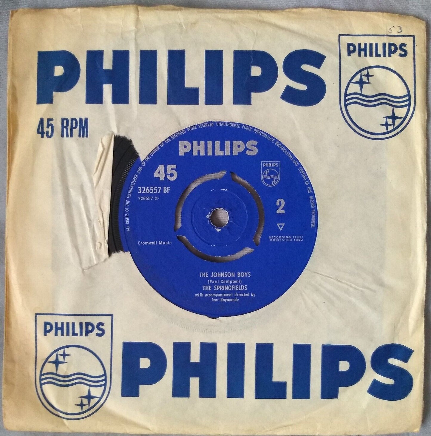 The Springfields – Island Of Dreams (Philips 1962) 7" vinyl single VG/G+