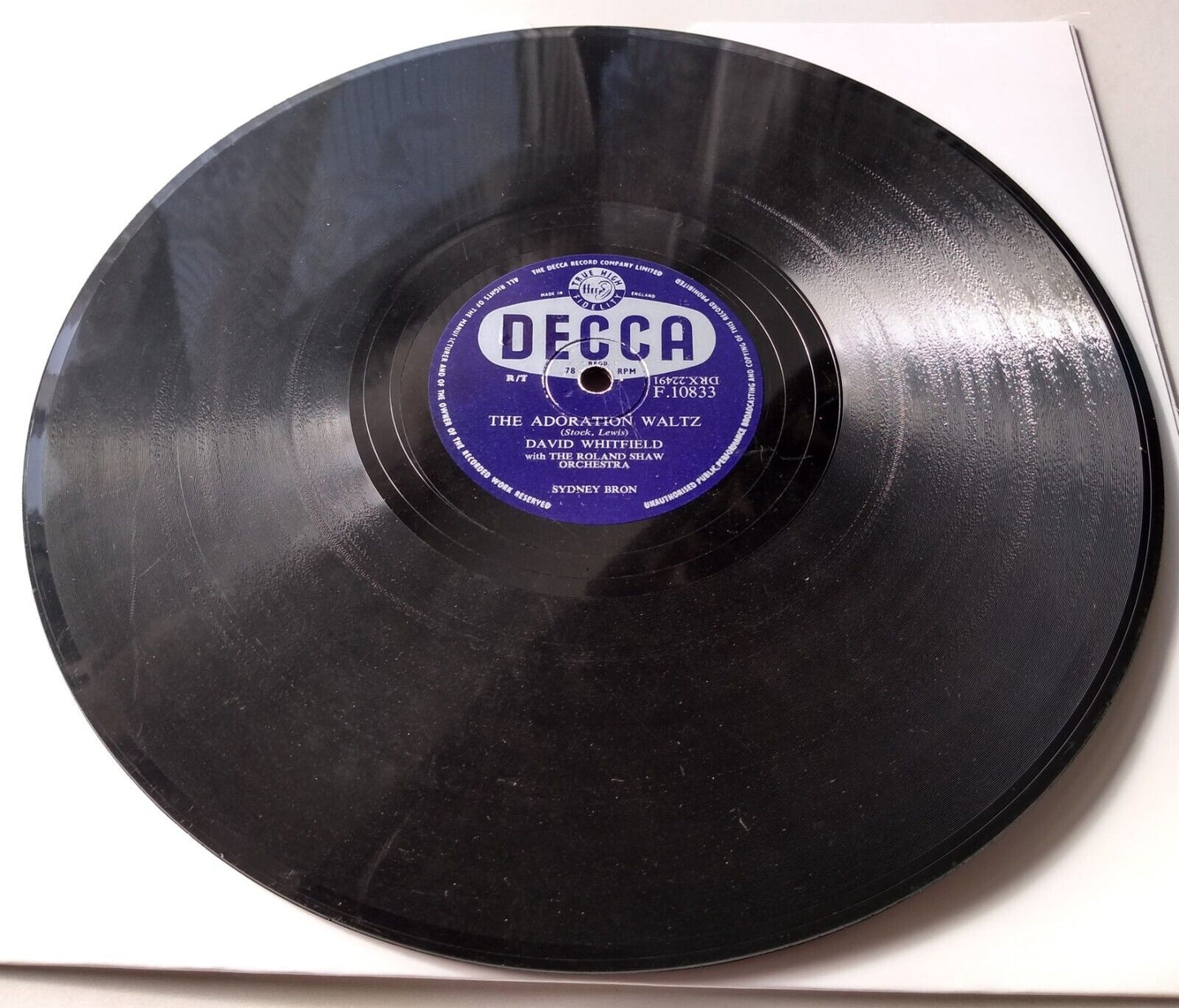 David Whitfield - The Adoration Waltz (Decca 1957) 10" shellac VG/-