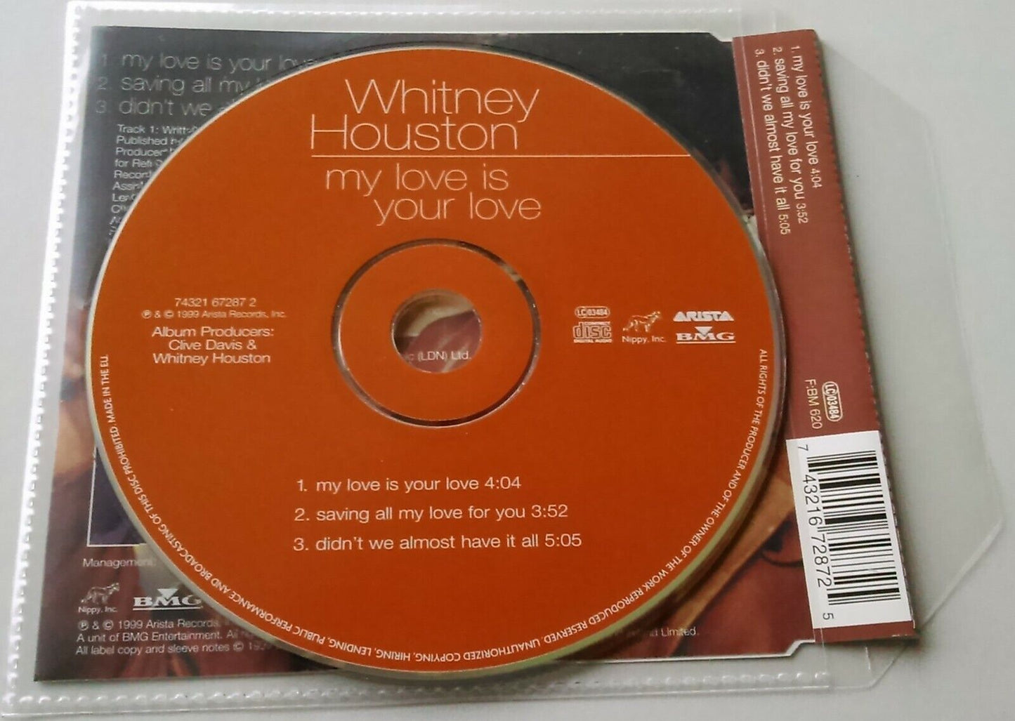 Whitney Houston – My Love Is Your Love CD2 single *no case - plastic wallet*