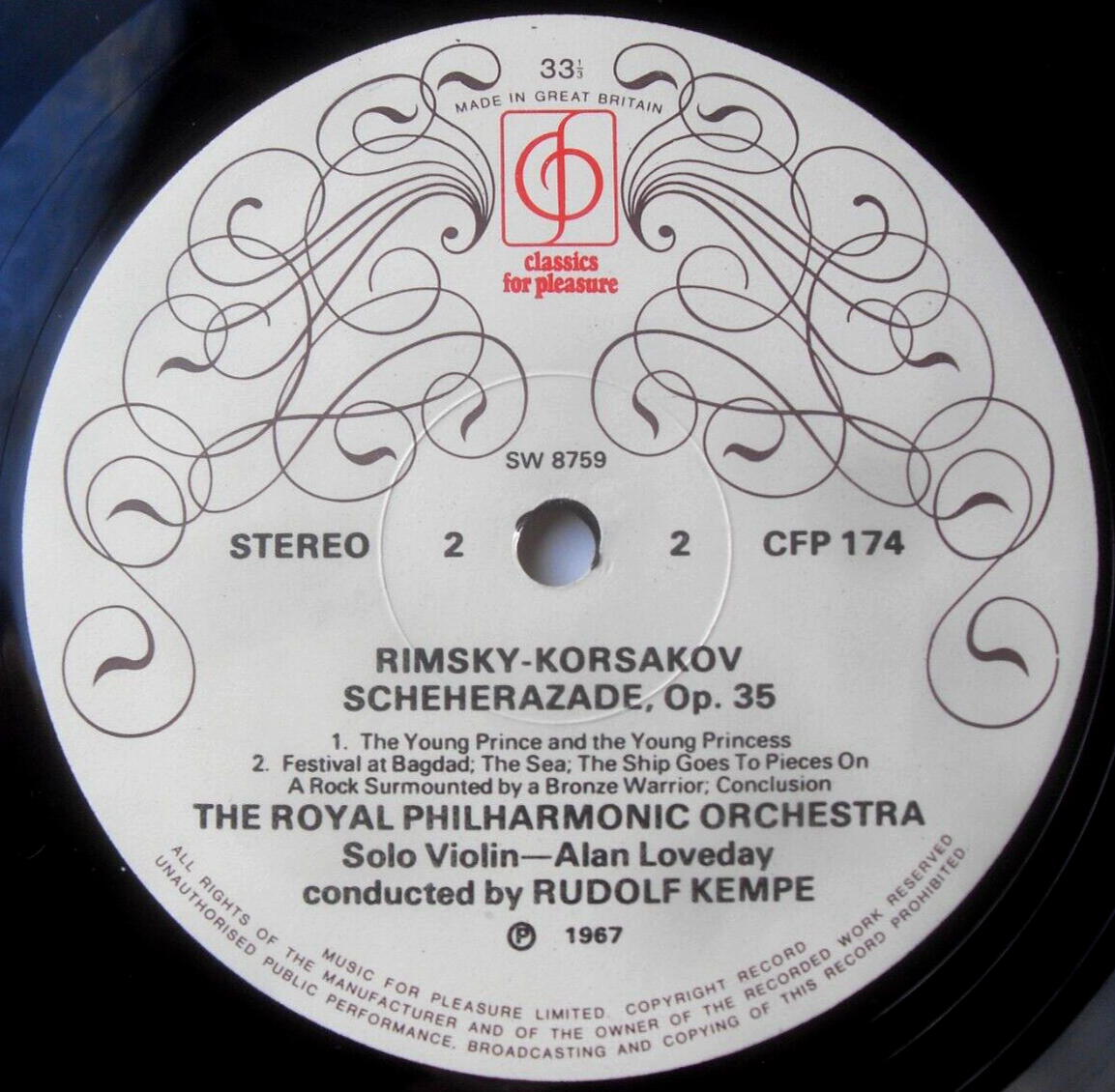 Rimsky-Korsakov, RPO - Scheherazade Op. 35 (EMI, 1971) 12" vinyl LP VG/VG