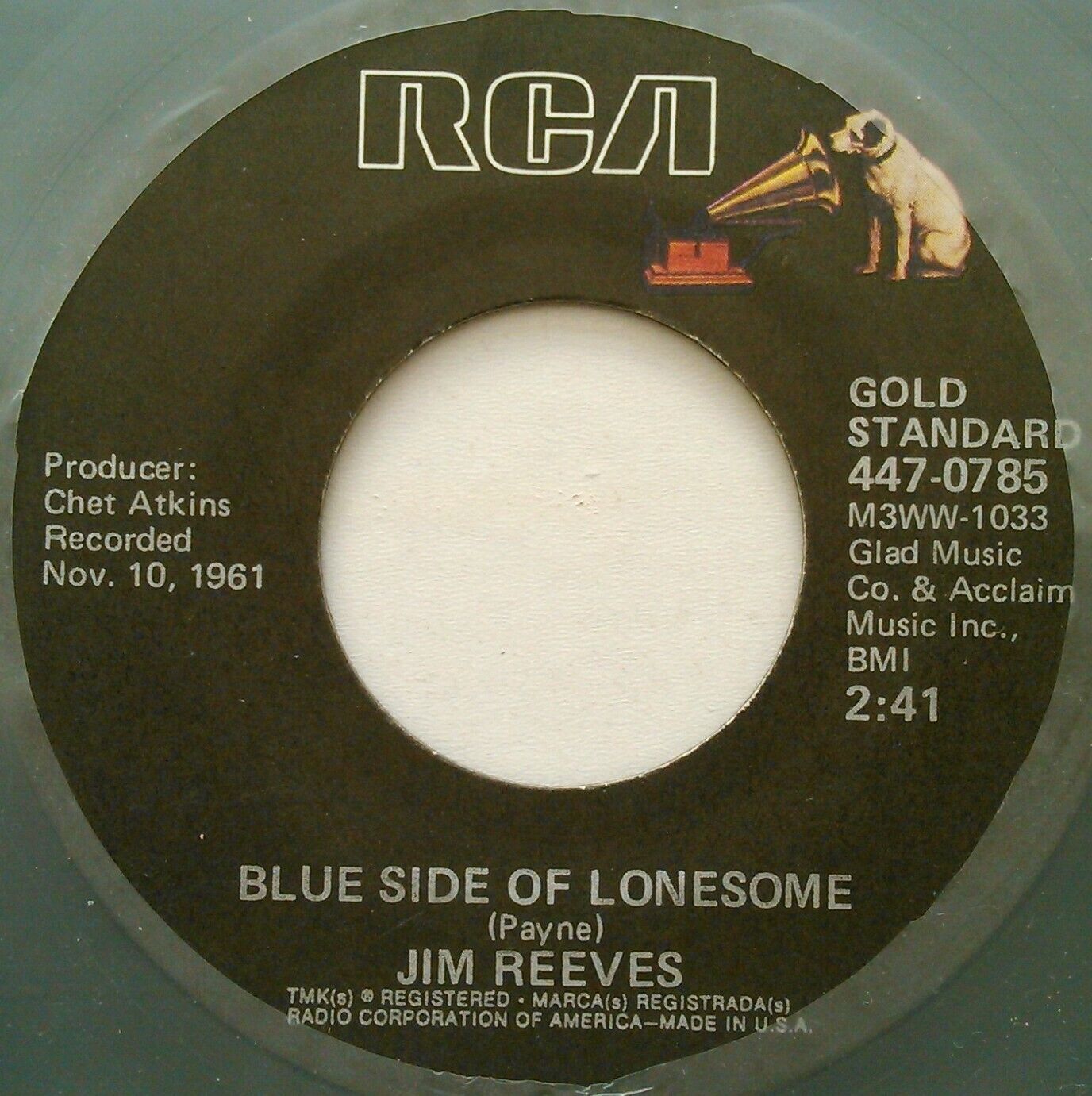 Jim Reeves – Distant Drums (RCA, 1975) 7" vinyl single VG/- jukebox centre US