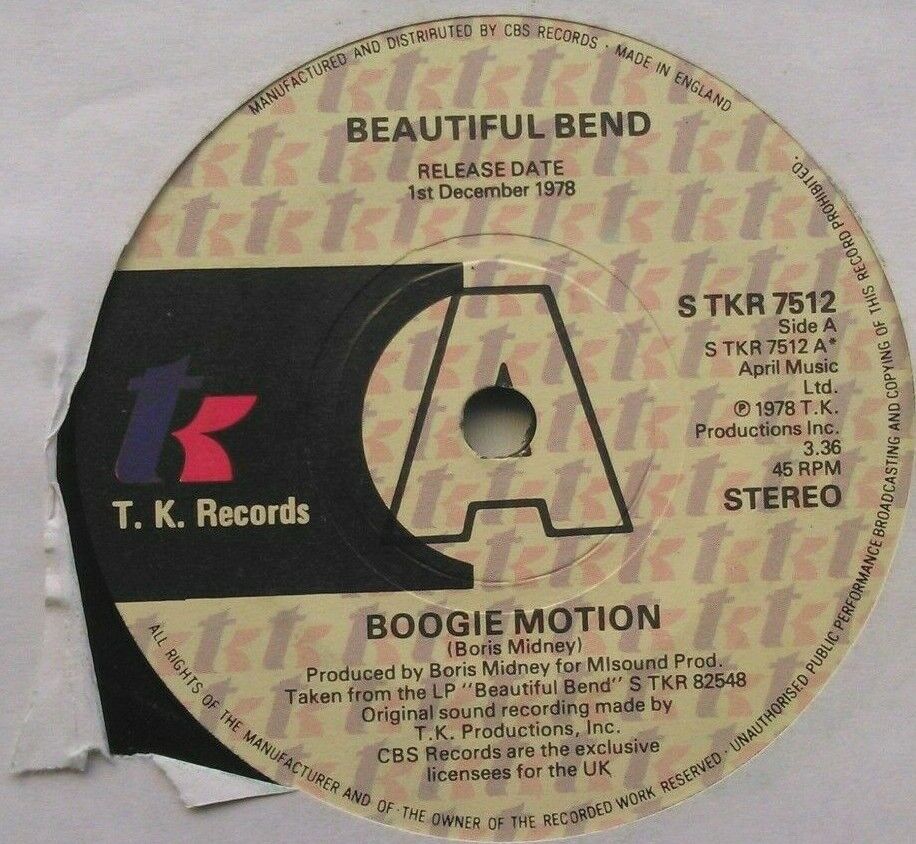 Beautiful Bend - Boogie Motion (TK, 1978) 7" vinyl single VG/- promo