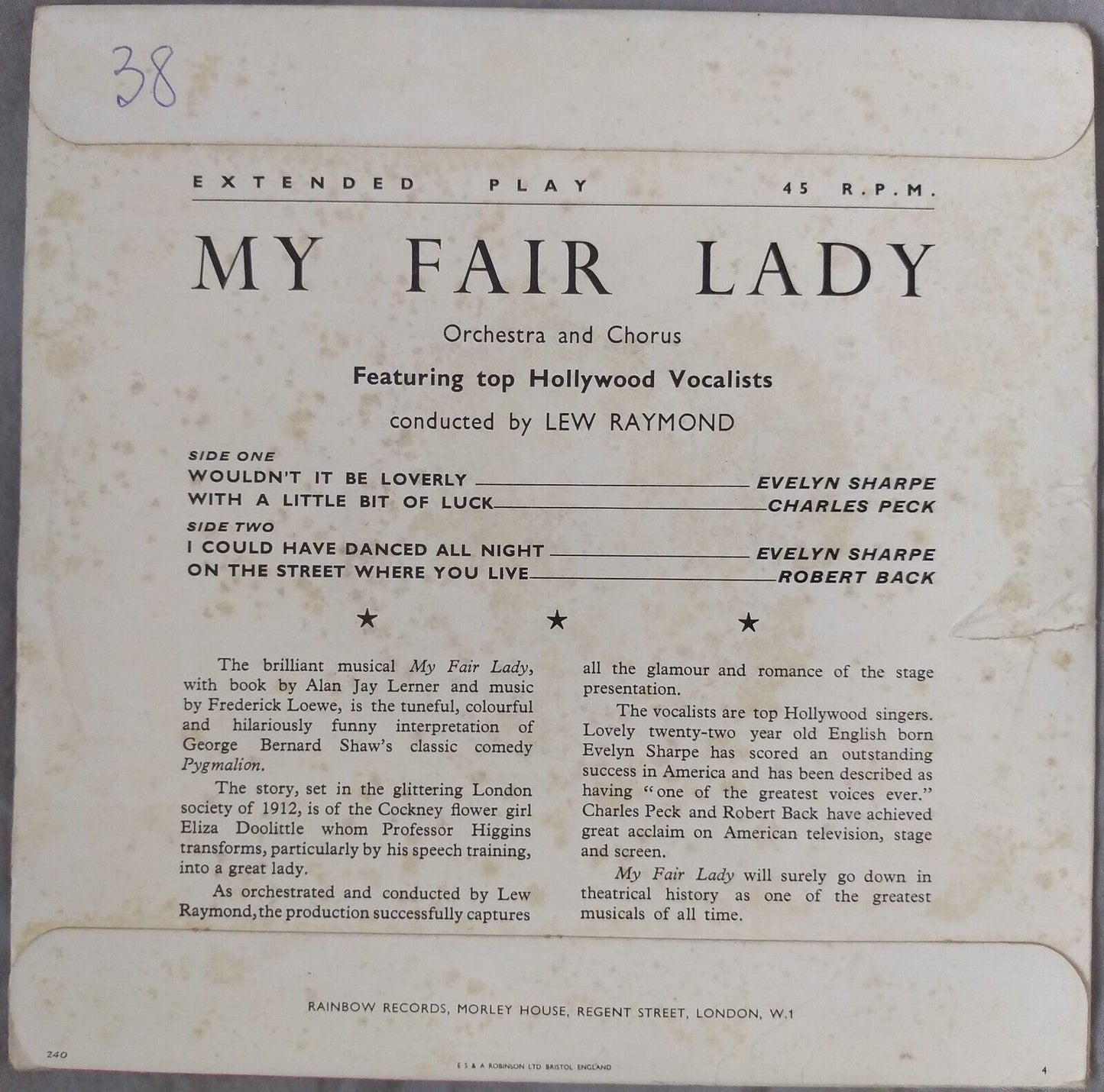 Various - My Fair Lady (Rainbow) 7" vinyl P/S EP VG/VG