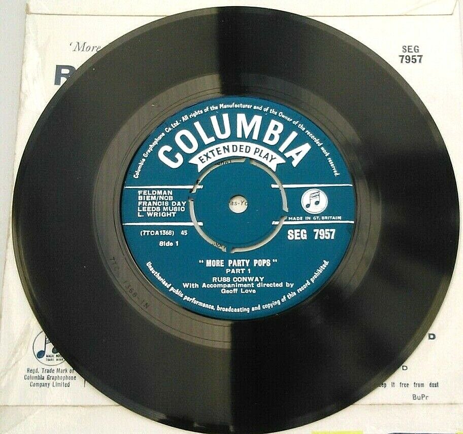 Russ Conway – More Party Pops (Columbia, 1959) 7" vinyl EP VG/VG