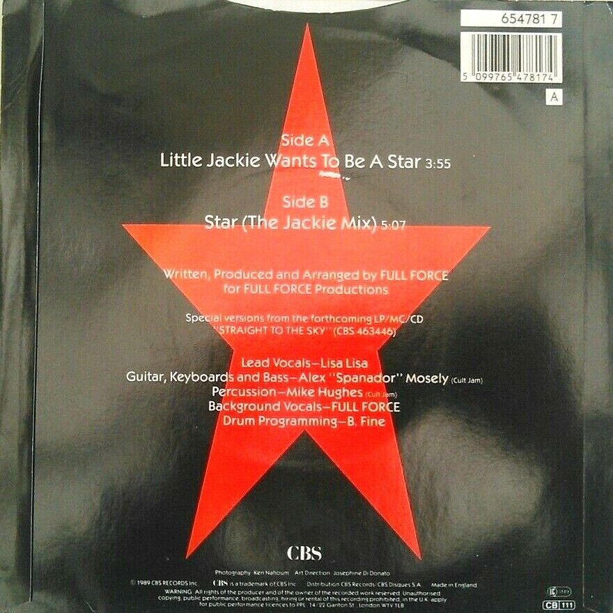 Lisa Lisa And Cult Jam - Little Jackie Wants To Be A  Star 7" vinyl P/S VG/VG