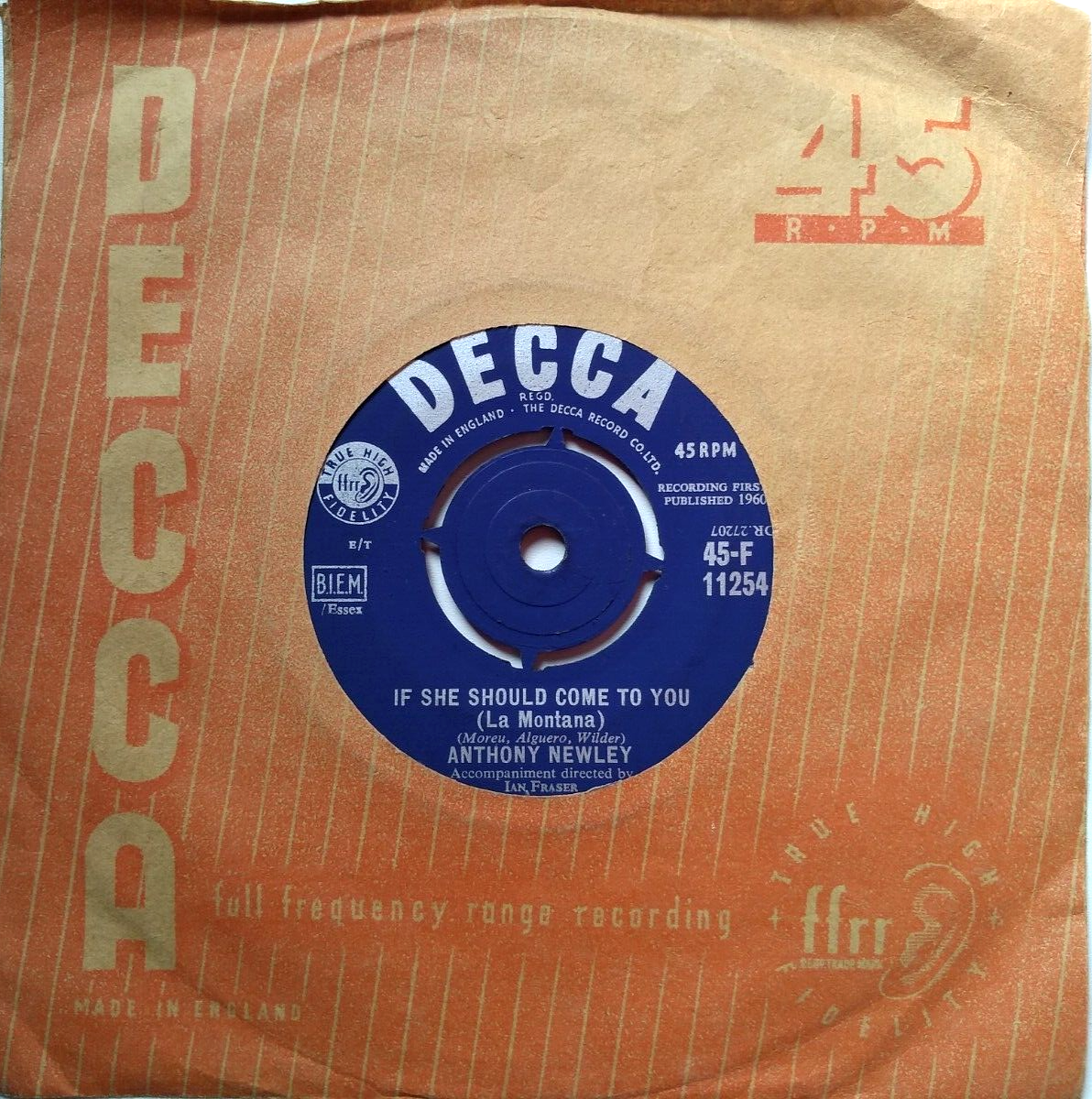 Anthony Newley - If She Should Come To You (Decca 1960) 7" vinyl single VG/VG