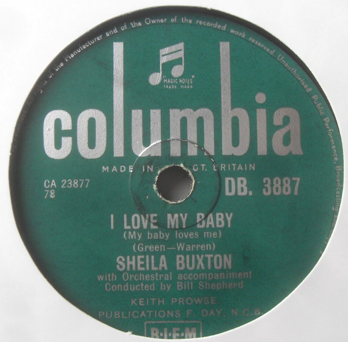 Sheila Buxton - A Perfect Love / I Love My Baby (Columbia 1957) 10" shellac 78