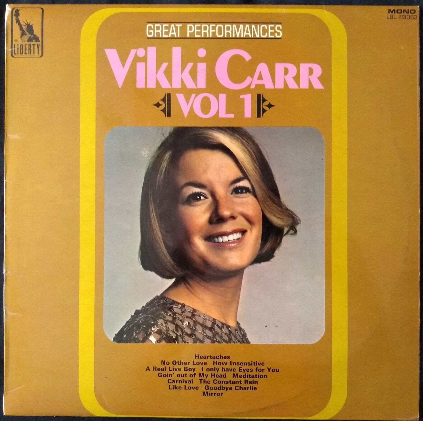 Vikki Carr – Great Performances Vol. 1 (Liberty 1967) 12" vinyl LP VG/VG