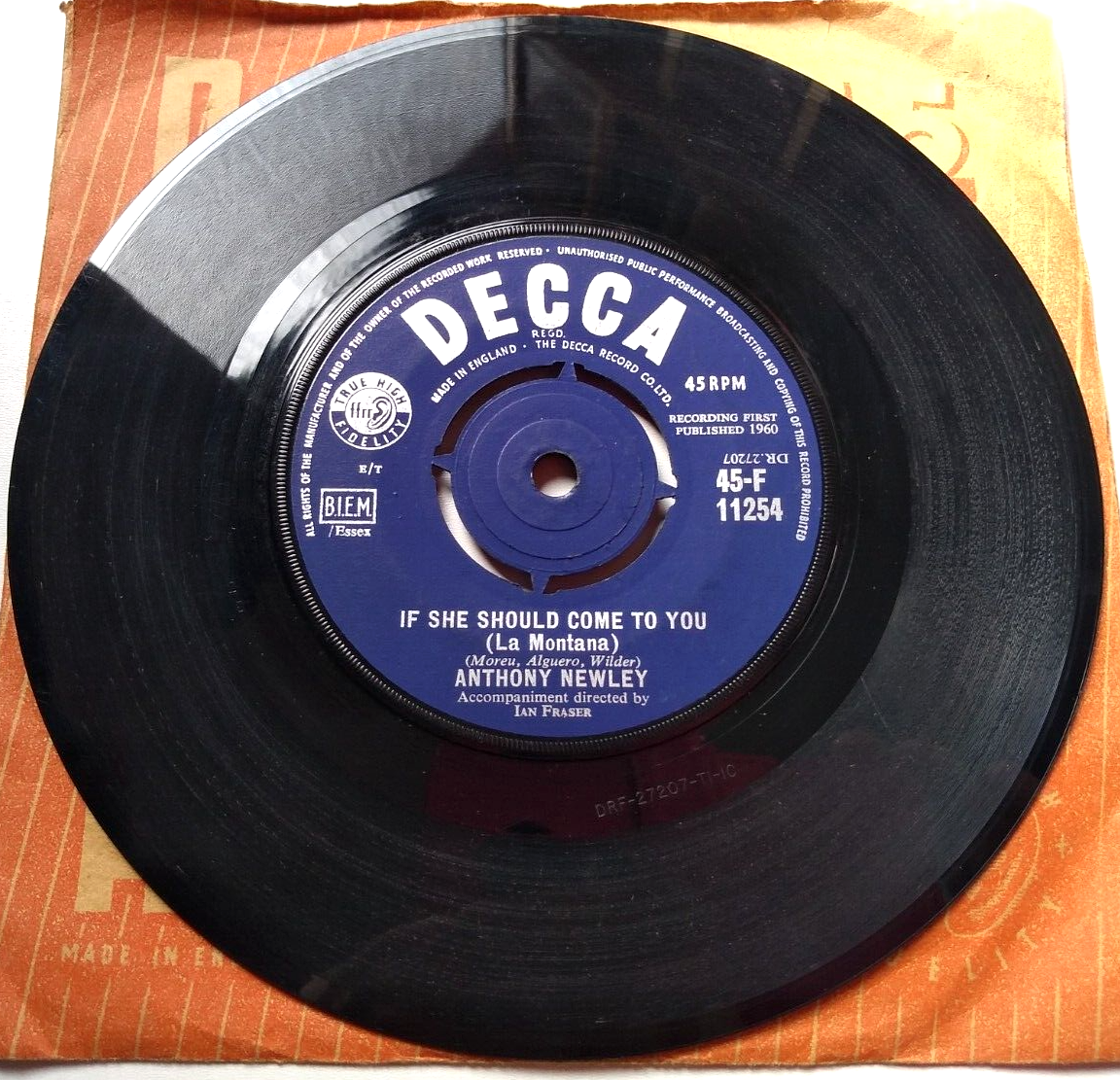 Anthony Newley - If She Should Come To You (Decca 1960) 7" vinyl single VG/VG