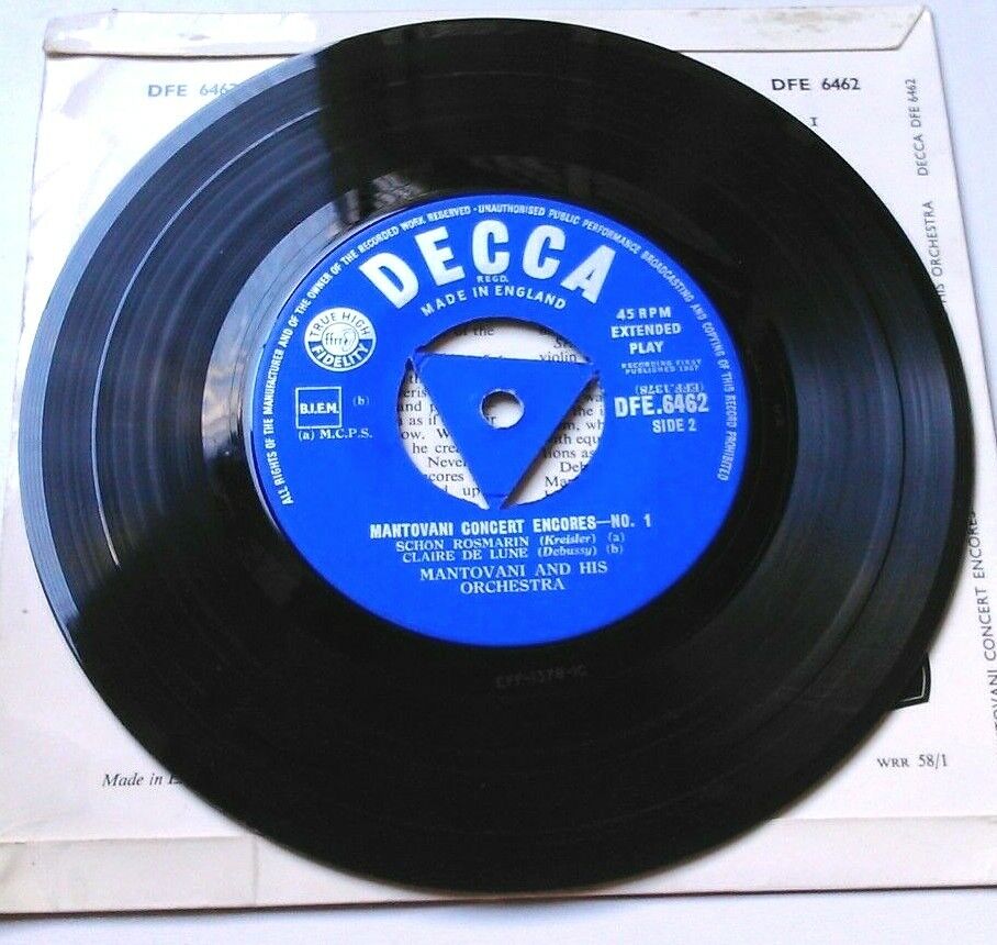 Mantovani And His Orchestra - Concert Encores (Decca,1958) 7" vinyl P/S EP VG/VG