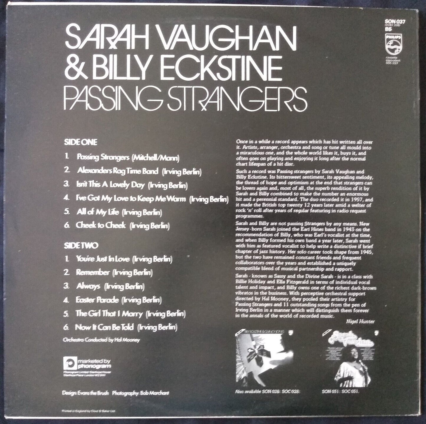 Sarah Vaughan & Billy Eckstine - Passing Strangers 12" vinyl LP VG/VG reissue