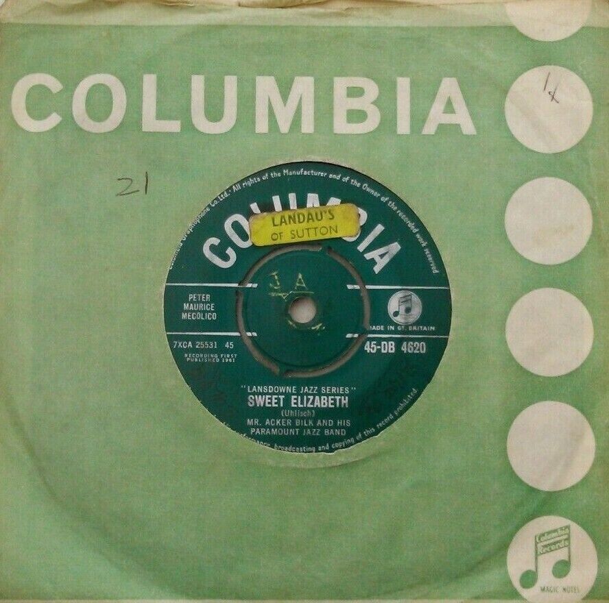 Acker Bilk – Sweet Elizabeth (Columbia, 1961) 7" vinyl single G+/VG