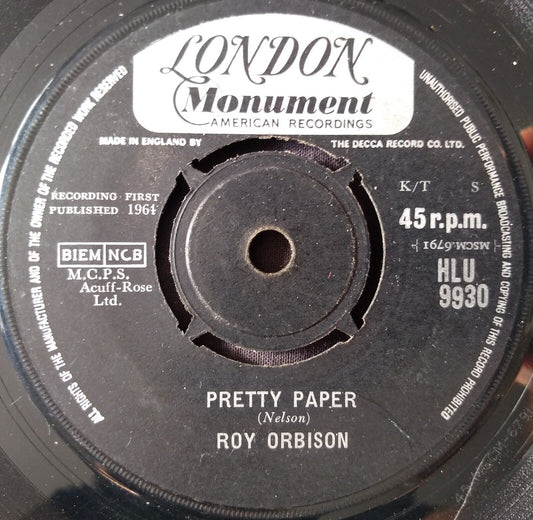 Roy Orbison - Pretty Paper (London 1964) 7" vinyl single VG/-