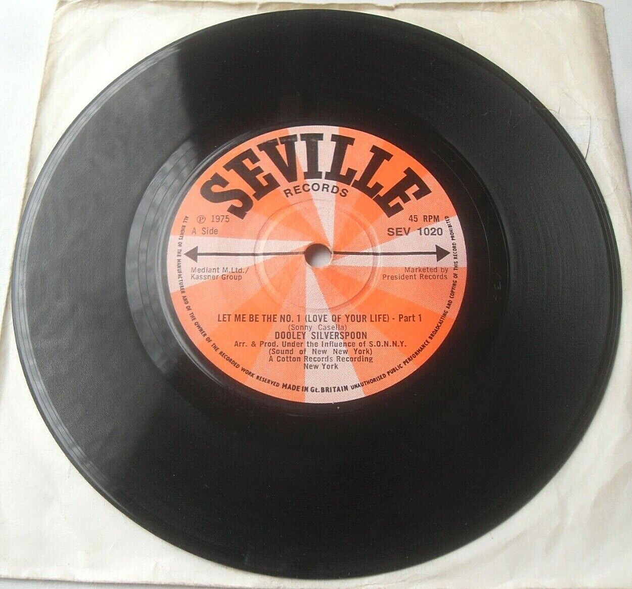 Dooley Silverspoon – Let Me Be The No.1 (Seville, 1976) 7" vinyl single VG/-