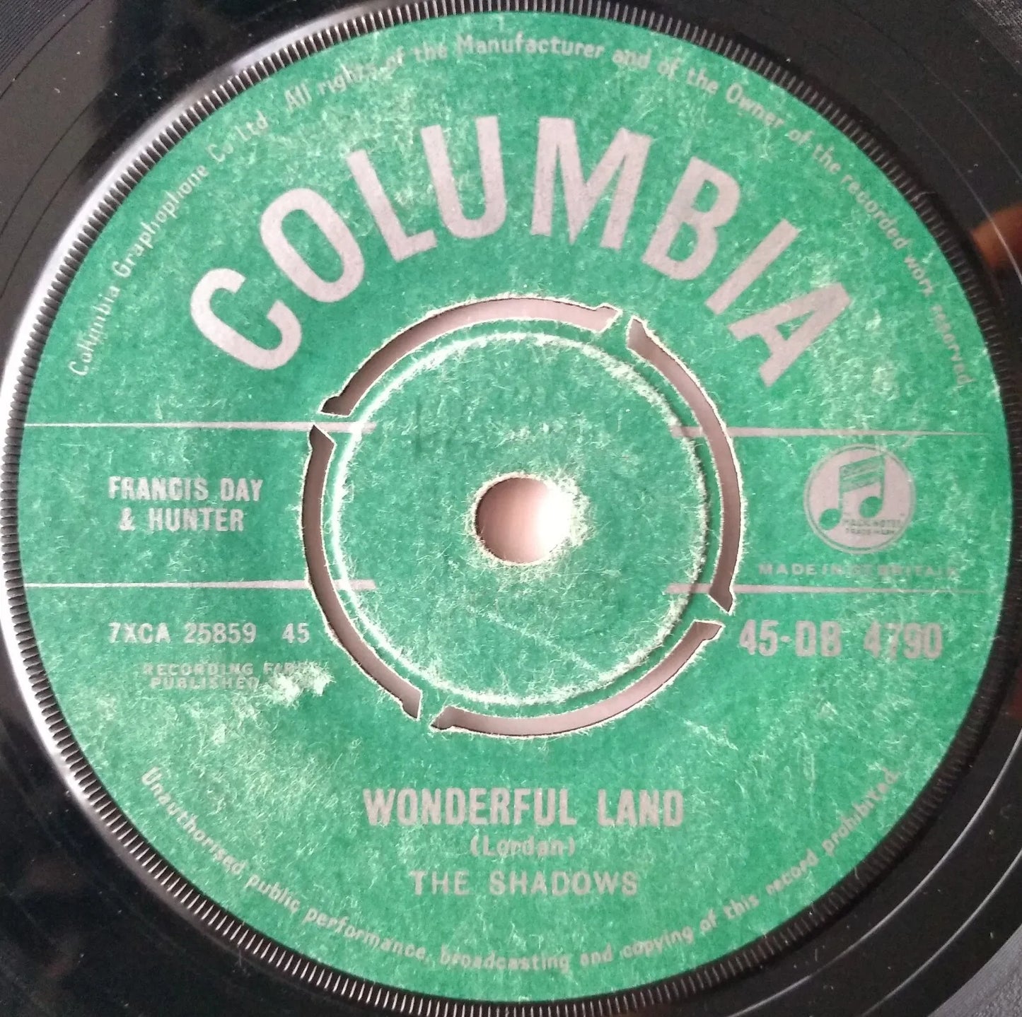 The Shadows - Wonderful Land (1962) 7" vinyl single VG/-