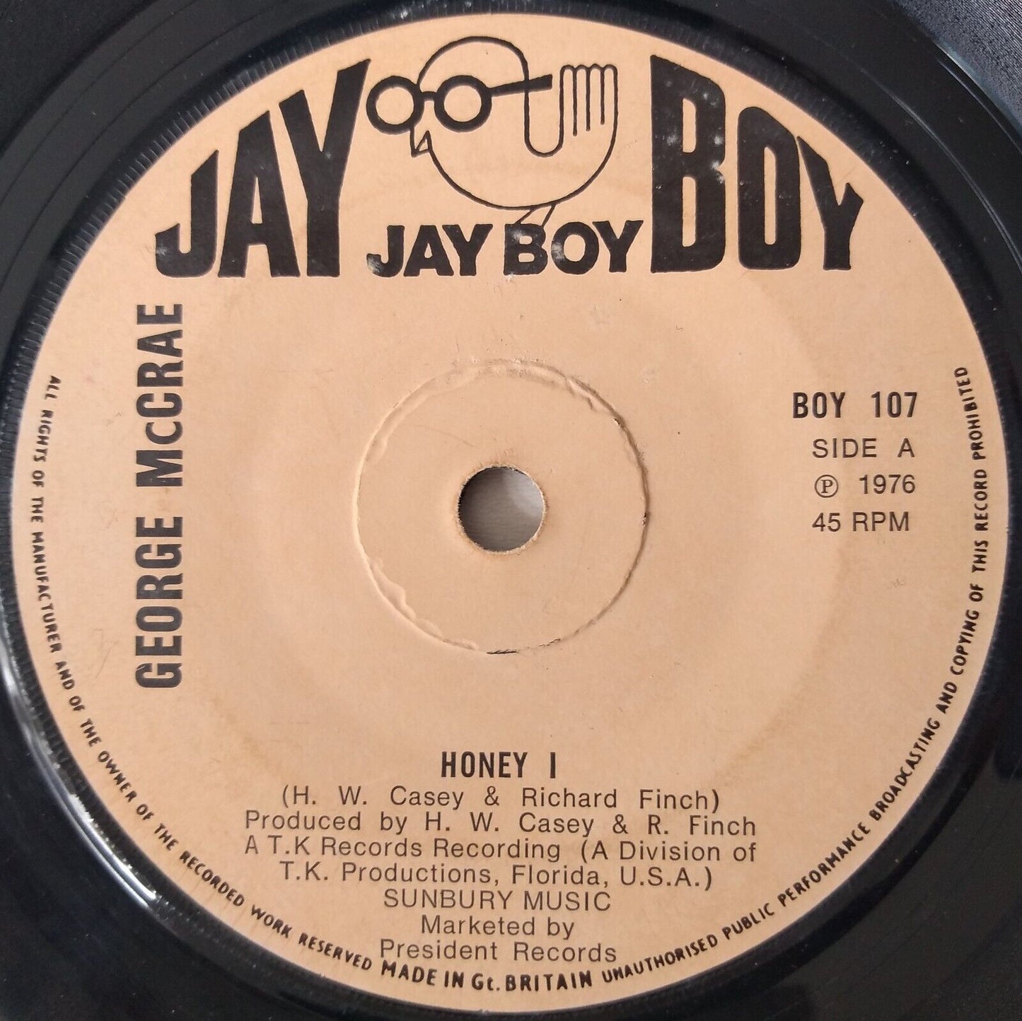 George McCrae – Honey 1 (Jay Boy, 1976) 7" vinyl single VG/-