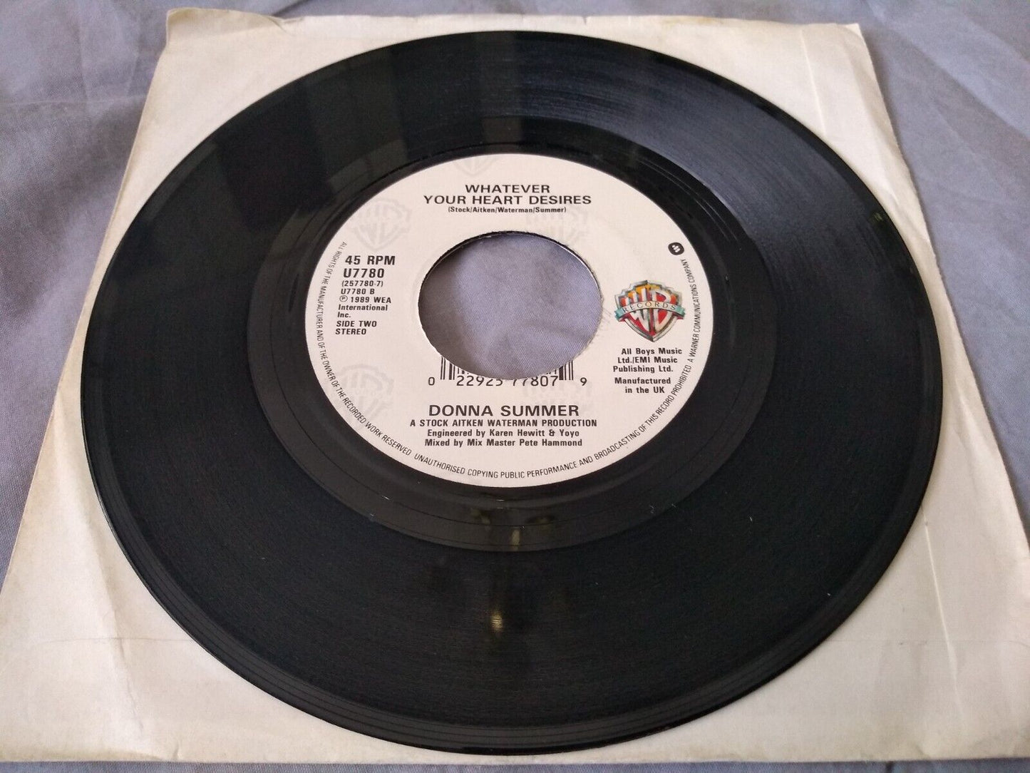 Donna Summer - This Time I Know It's For Real (1989) 7" vinyl single VG jukebox