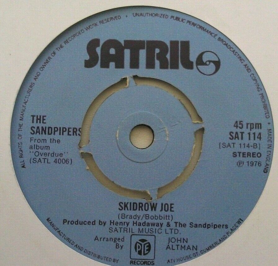 The Sandpipers - Hang On Sloopy (Satril, 1976) 7" vinyl single VG/-