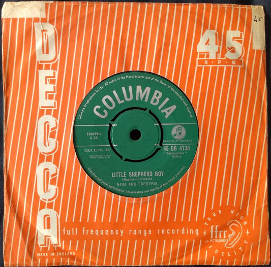 Nina & Frederik – Little Shepherd Boy (Columbia 1961) 7" vinyl single VG/-