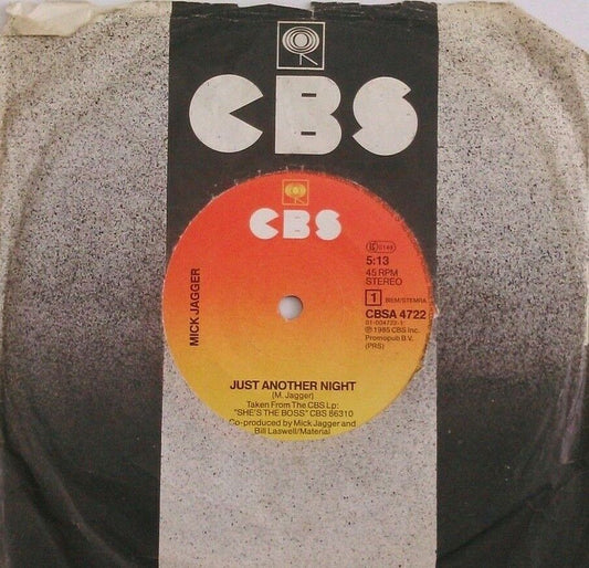 Mick Jagger - Just Another Night (CBS, 1985) 7" vinyl single VG/VG