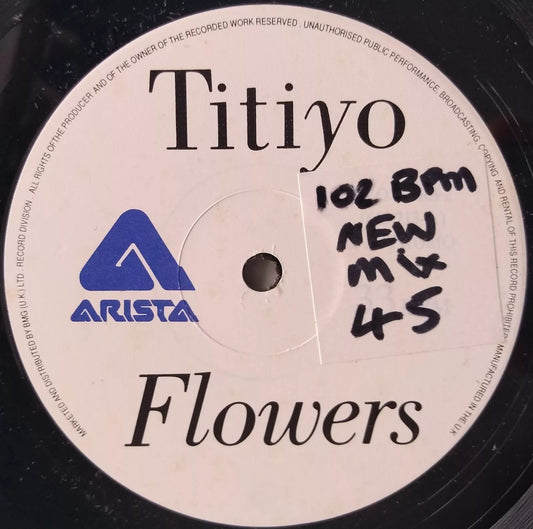 Titiyo - Flowers (Arista 1990) 12" vinyl single VG/VG w/lbl promo