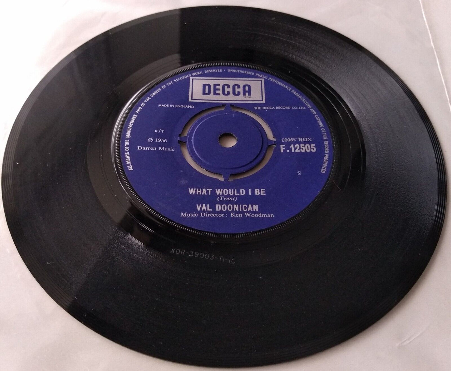 Val Doonican - What Would I Be (Decca 1966) 7" vinyl single VG/-