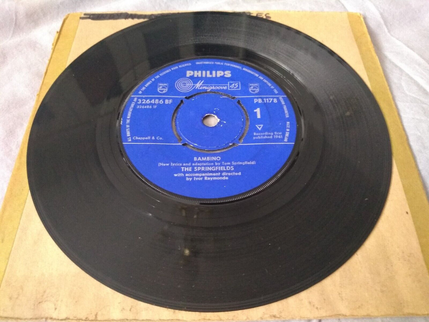 The Springfields – Bambino (Philips 1961) 7" vinyl single VG/-