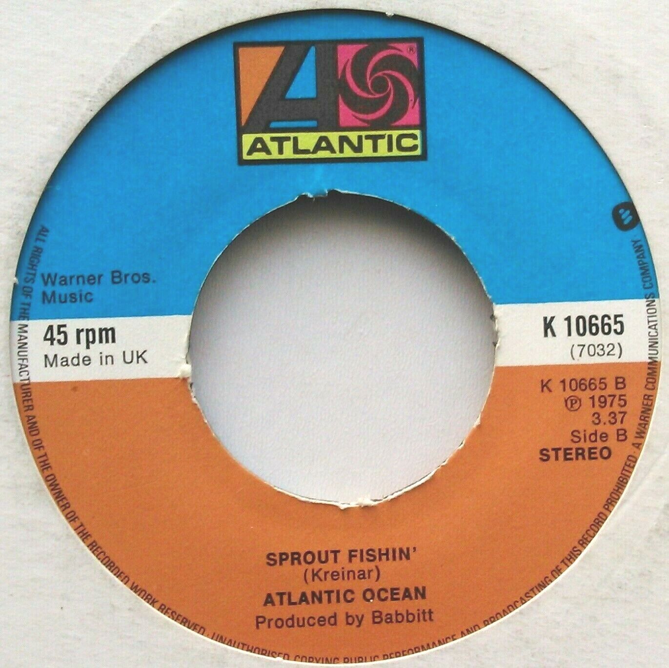 Atlantic Ocean - Jaws (Atlantic, 1975) 7" vinyl single VG/-