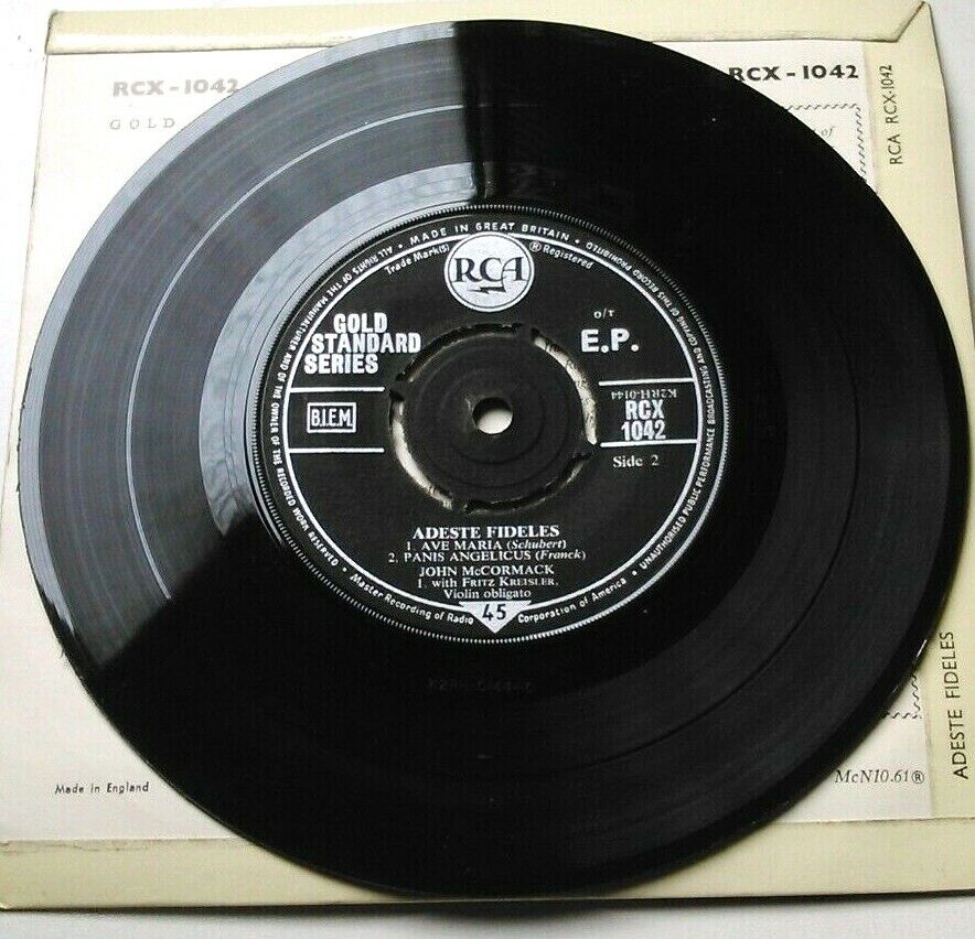 John McCormack - Adeste Fideles (RCA, 1959) 7" vinyl P/S EP VG/VG